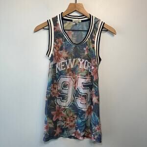 Zara Trafaluc New York Knicks Palm Tree Print Tank Top Jersey Women's Medium
